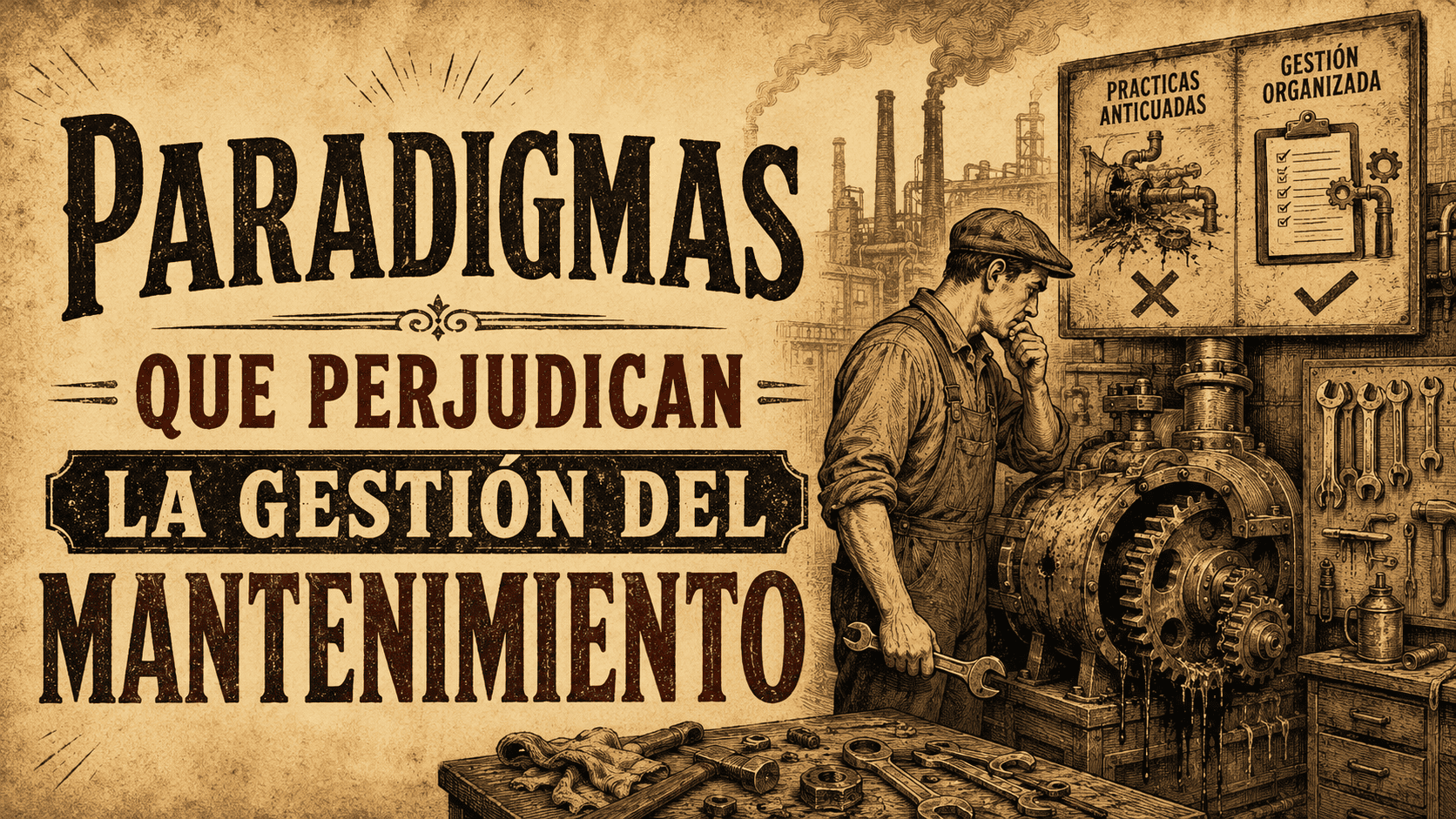 Equipo de producción y mantenimiento revisando la condición de una máquina industrial.
