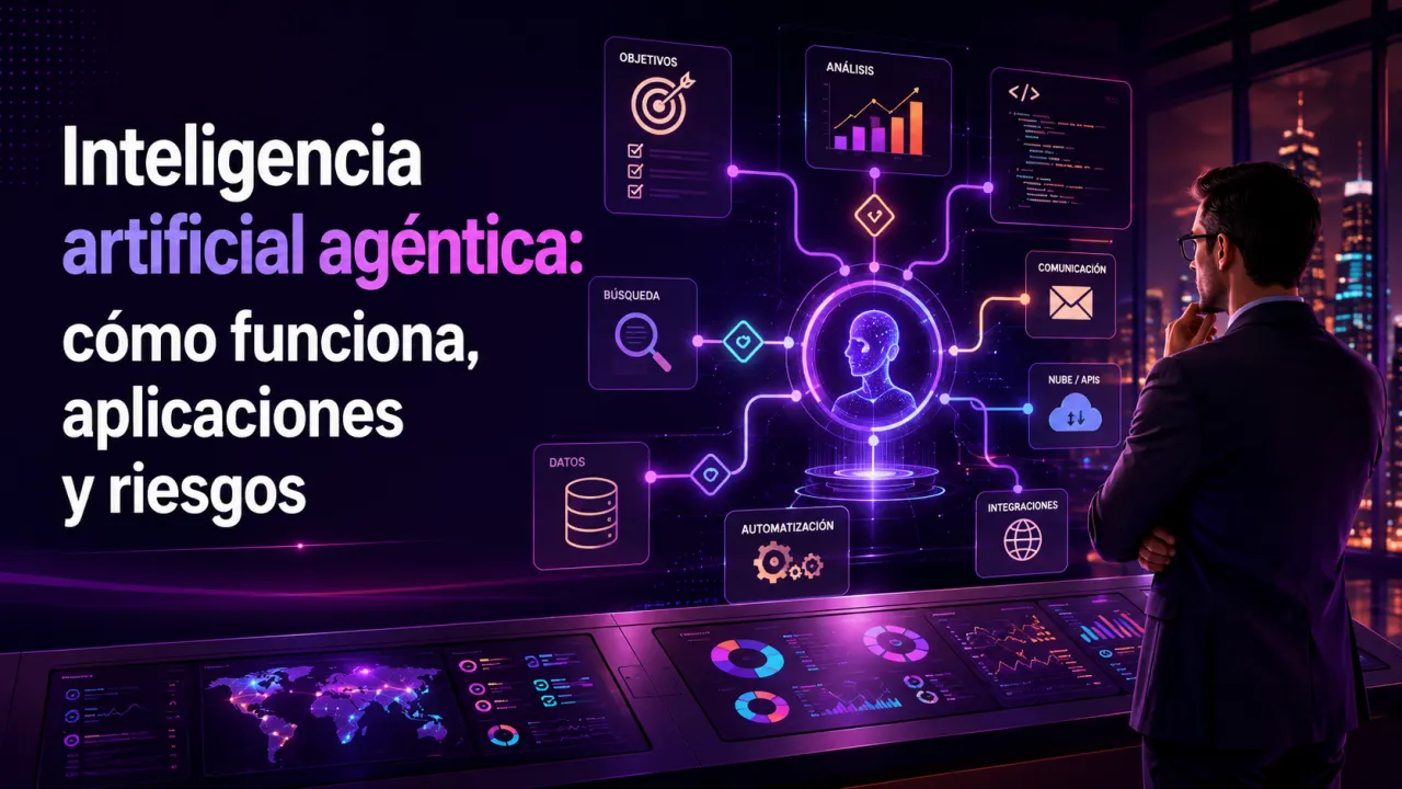 Sistema de inteligencia artificial agéntica conectado con herramientas, datos, automatización y análisis.
