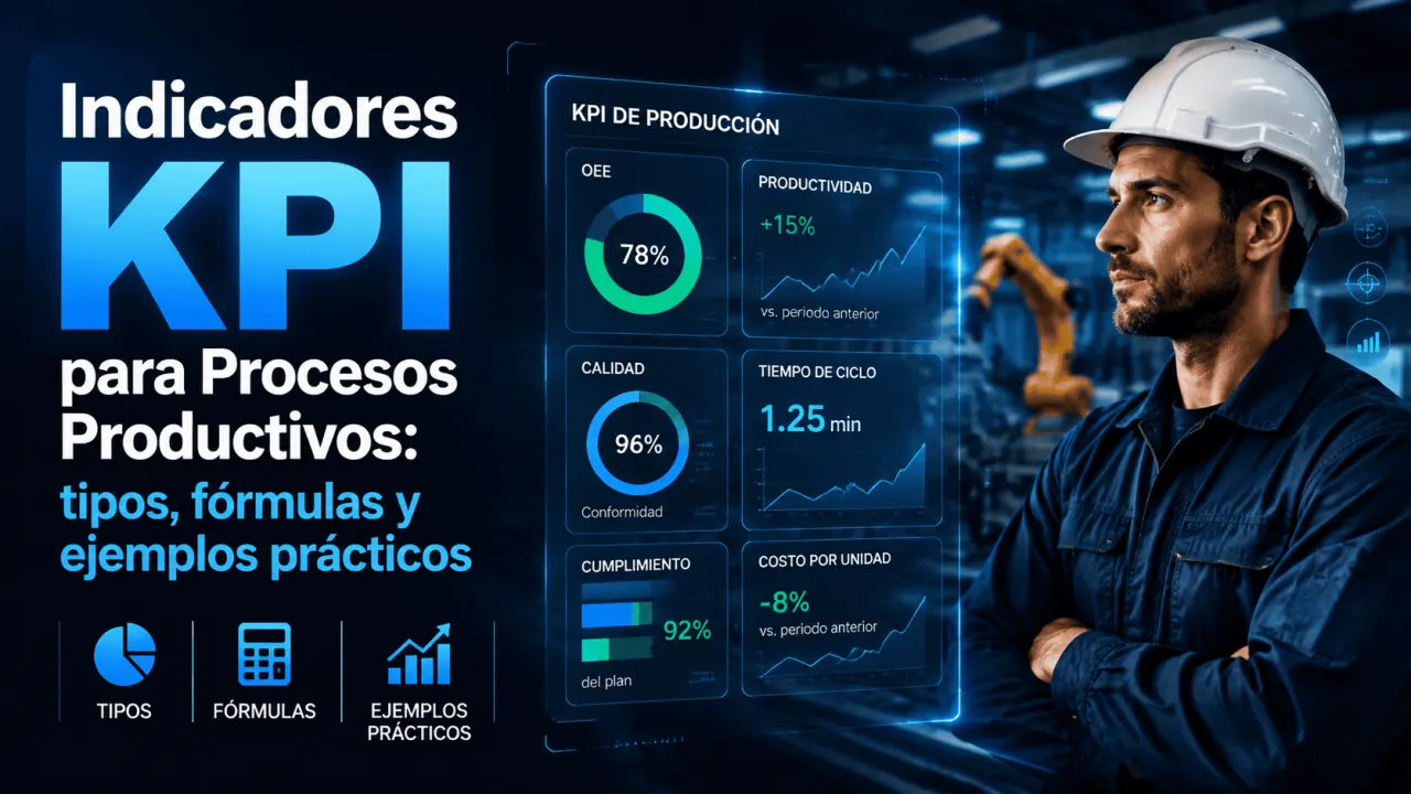 Indicadores KPI para Procesos Productivos: tipos, fórmulas y ejemplos prácticos